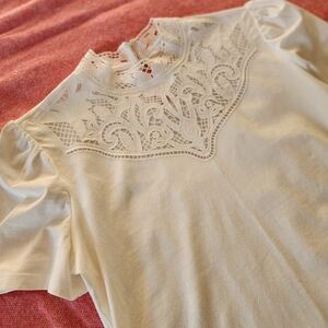 Charter Club Cream Lace Detail Blouse